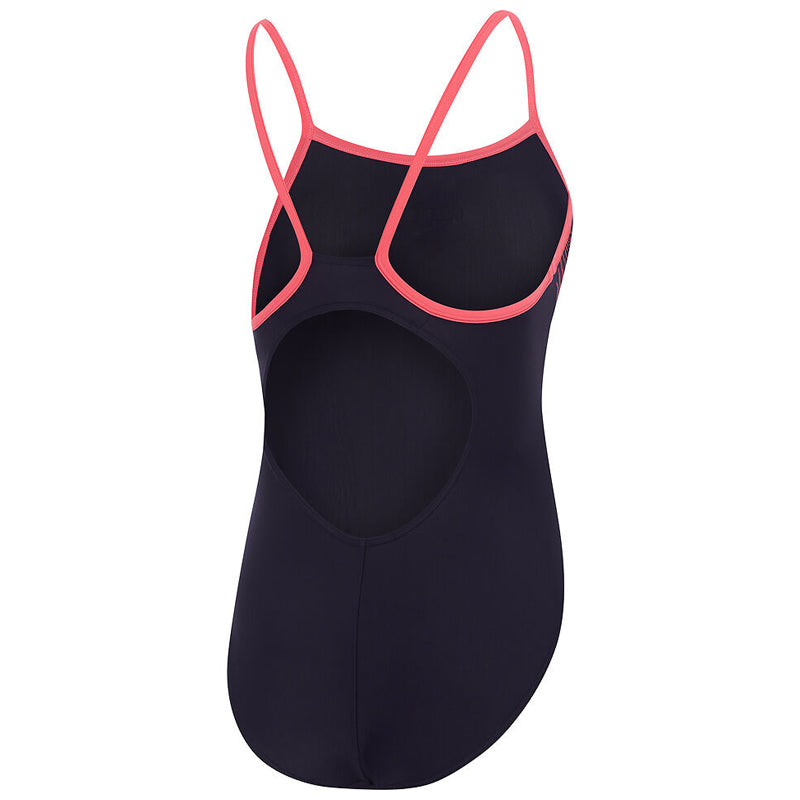 Speedo - Girls Plastisol Placement Thinstrap Muscleback Swimsuit - Navy/Coral