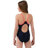 Speedo - Girls Plastisol Placement Thinstrap Muscleback Swimsuit - Navy/Coral