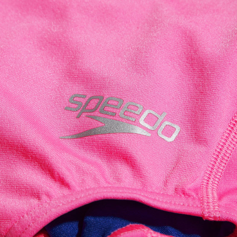 Speedo - Girls' Solid Lane Line Back Swimsuit - Pink/Blue