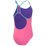 Speedo - Girls' Solid Lane Line Back Swimsuit - Pink/Blue