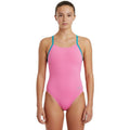 Speedo - Girls' Solid Lane Line Back Swimsuit - Pink/Blue