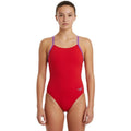 Speedo - Girls Solid Lane Line Back Swimsuit - Red