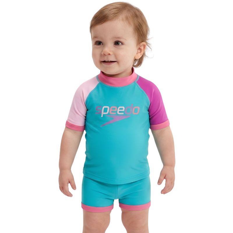 Speedo - Junior Unisex Learn to Swim Short Sleeve Rashguard Set - Aqua Breeze
