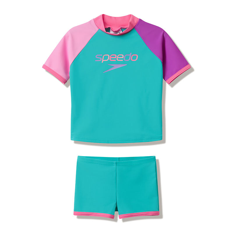 Speedo - Junior Unisex Learn to Swim Short Sleeve Rashguard Set - Aqua Breeze