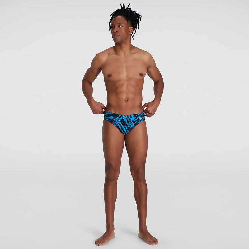 Speedo - Men's Allover 7cm Brief - Black/Blue