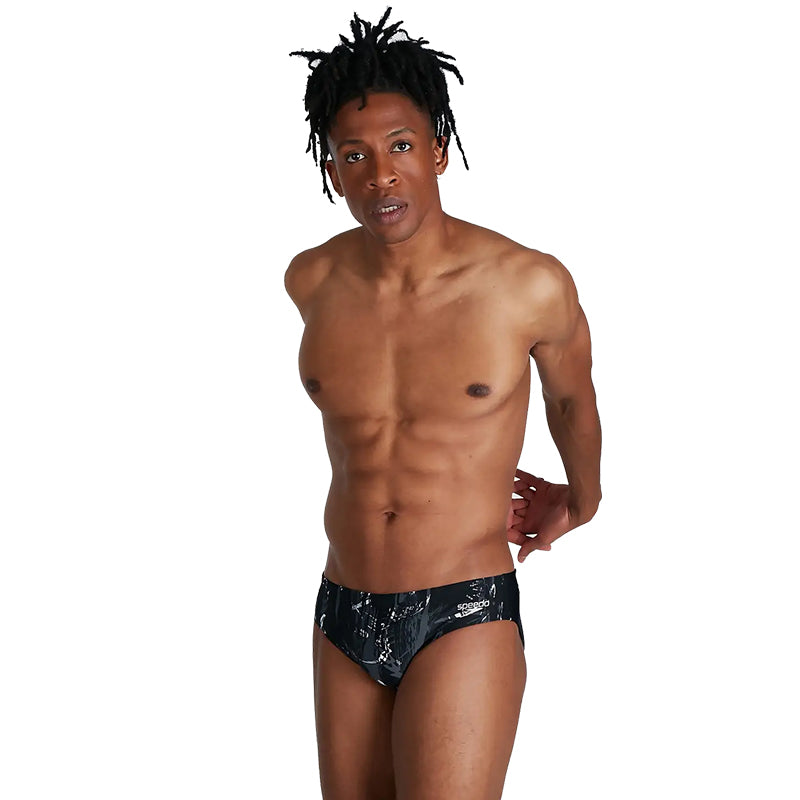 Speedo - Men's Allover 7cm Brief - Black/Grey