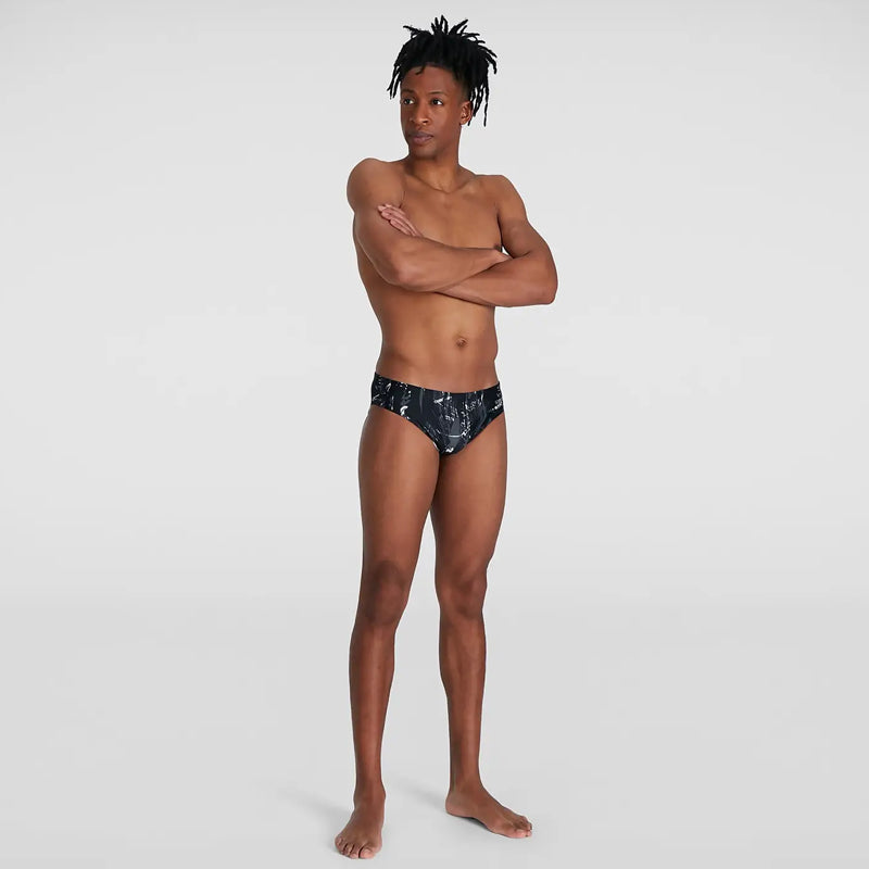 Speedo - Men's Allover 7cm Brief - Black/Grey