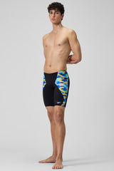 Speedo - Men's Club Training Allover Digital V-Cut Jammer - Blue/Yellow