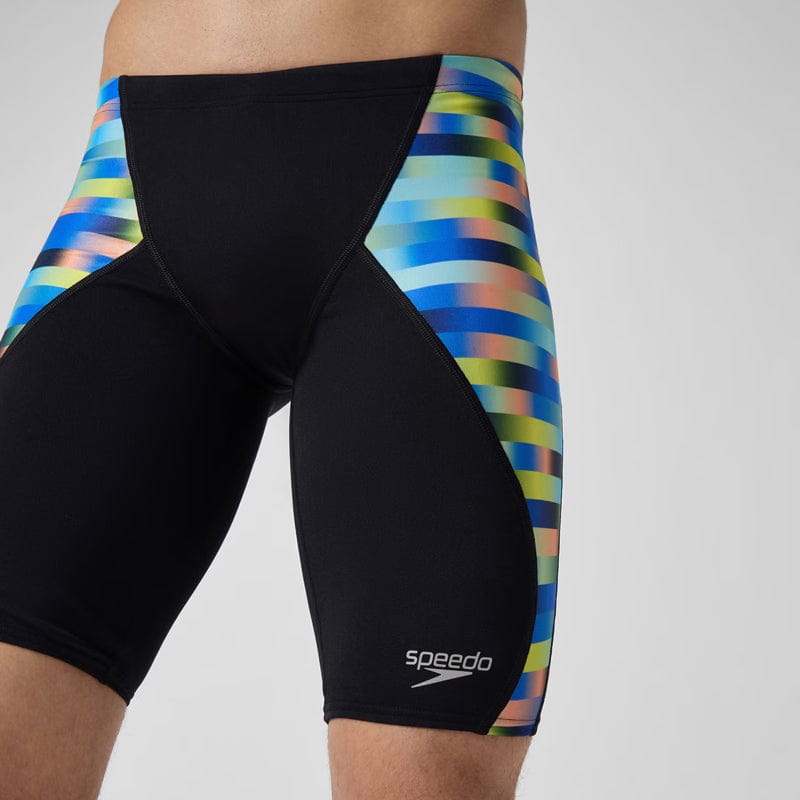 Speedo - Men's Club Training Allover Digital V-Cut Jammer - Blue/Yellow