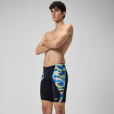 Speedo - Men's Club Training Allover Digital V-Cut Jammer - Blue/Yellow