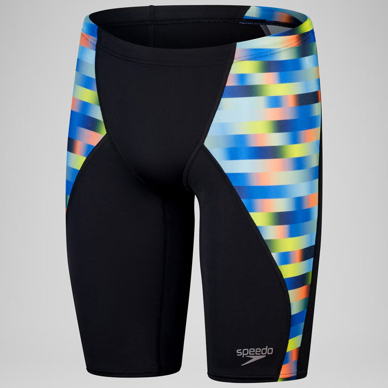 Speedo - Men's Club Training Allover Digital V-Cut Jammer - Blue/Yellow