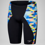 Speedo - Men's Club Training Allover Digital V-Cut Jammer - Blue/Yellow