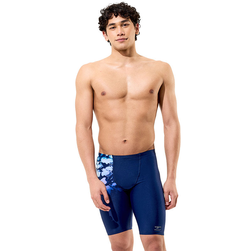 Speedo - Men's Club Training Placement Printed Jammer - Moonglow Smoke/Navy