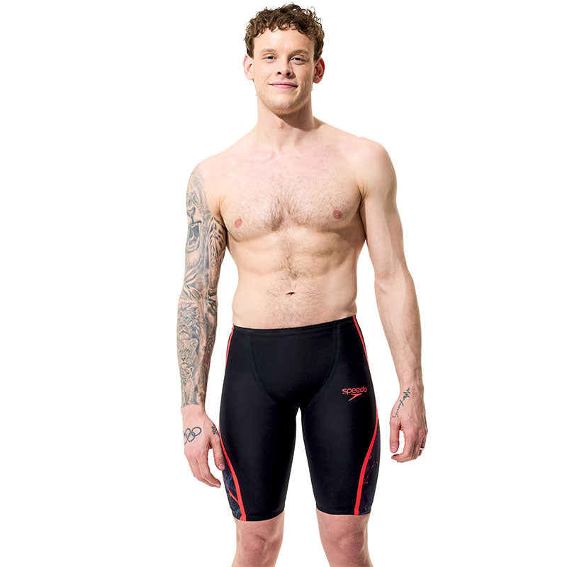 Speedo - Men's Fastskin LZR Pure Intent 2.0 High Waist Jammer - Black/Black Ember/Flare Ml