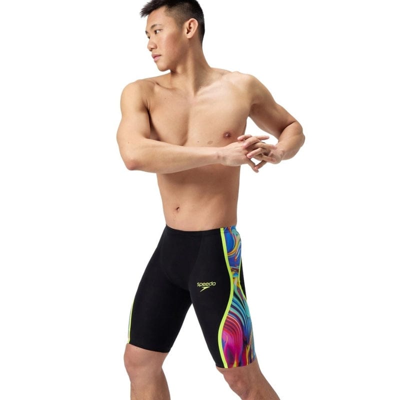 Speedo - Men's Fastskin LZR Pure Intent 2.0 High Waist Jammer - Black/Molten Blur/Hyper Yellow
