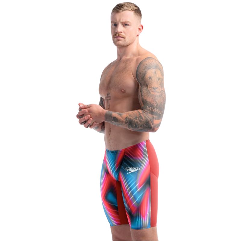 Speedo - Men's Fastskin LZR Pure Valor 2.0 High Waisted Jammer - Flame Red/Blue