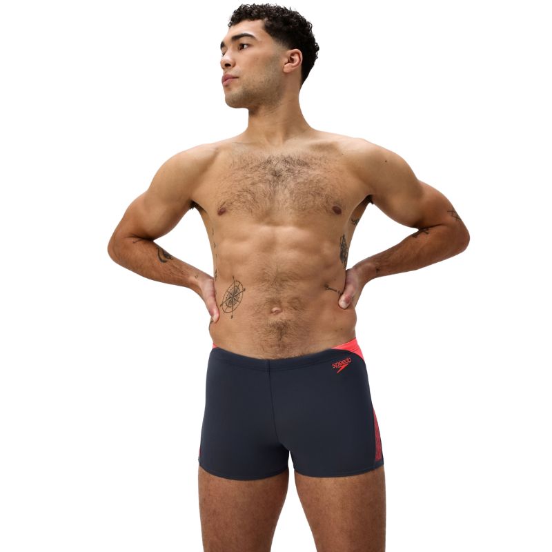 Speedo - Men's Hyperboom Splice Aquashort - Grey/Orange
