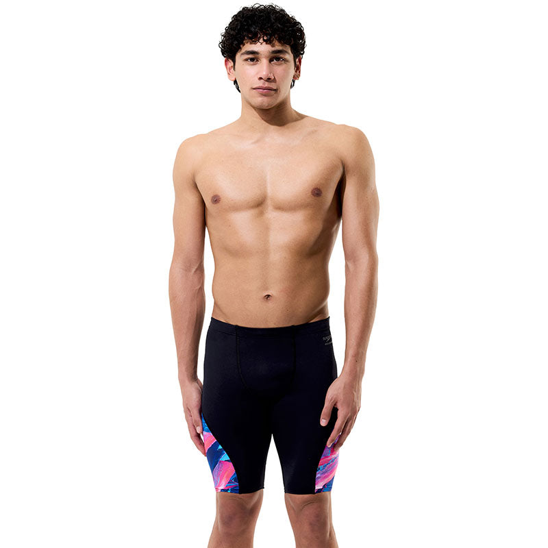 Speedo - Mens Spliced Printed Jammer - Brushy Glitch/Black