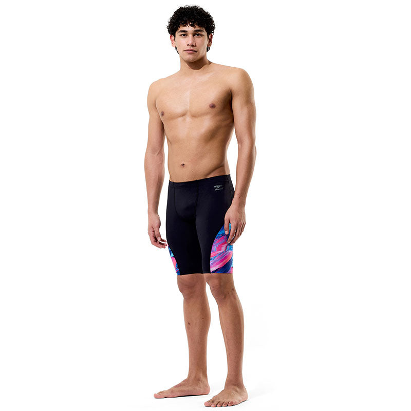 Speedo - Mens Spliced Printed Jammer - Brushy Glitch/Black
