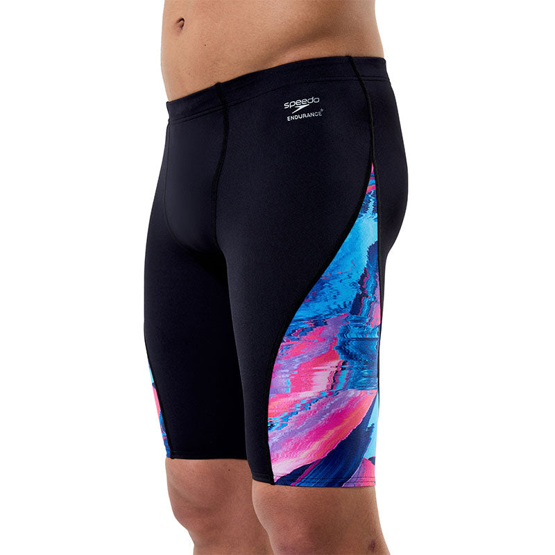 Speedo - Mens Spliced Printed Jammer - Brushy Glitch/Black