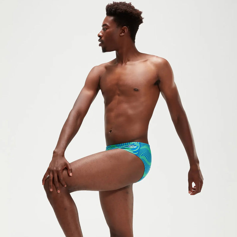 Speedo - Men's Wavespace Allover 8cm Brief - Blue/Green