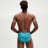 Speedo - Men's Wavespace Allover 8cm Brief - Blue/Green