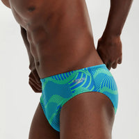 Speedo - Men's Wavespace Allover 8cm Brief - Blue/Green