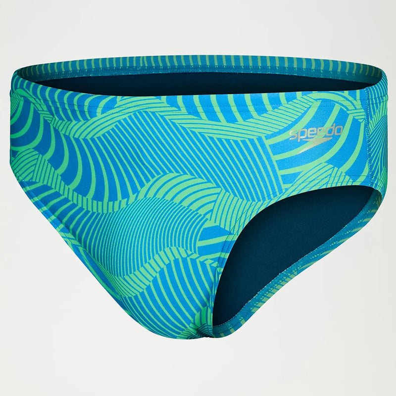 Speedo - Men's Wavespace Allover 8cm Brief - Blue/Green