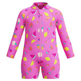 Speedo - Neon Flamingo Long Sleeve Print Zip One Piece - Pink