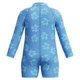 Speedo - Periwinkle Blue Long Sleeve Print Zip One Piece - Lt Blue