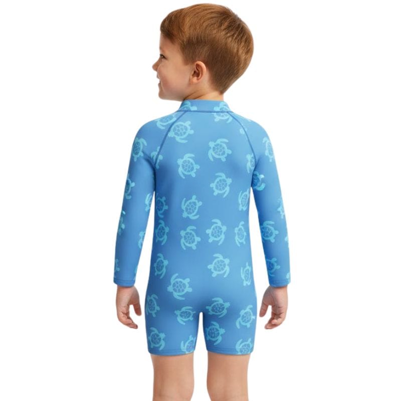Speedo - Periwinkle Blue Long Sleeve Print Zip One Piece - Lt Blue