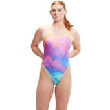 Speedo - Women's Allover Digital Tie Back - Pink/Blue