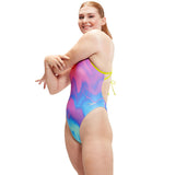 Speedo - Women's Allover Digital Tie Back - Pink/Blue