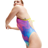 Speedo - Women's Allover Digital Tie Back - Pink/Blue