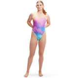 Speedo - Women's Allover Digital Tie Back - Pink/Blue