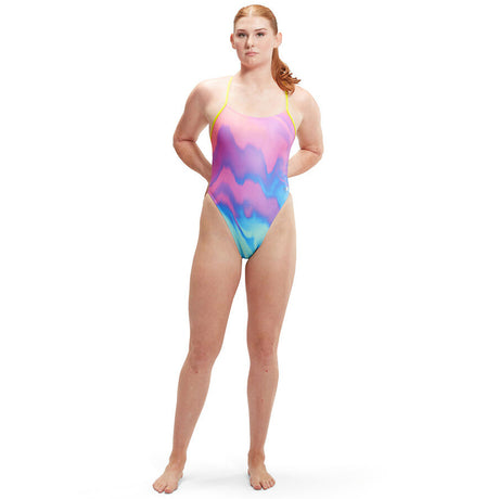 Speedo - Women's Allover Digital Tie Back - Pink/Blue