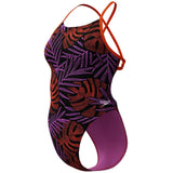 Speedo - Women's Allover Digital Tie Back Swimsuit - Orange/Multi