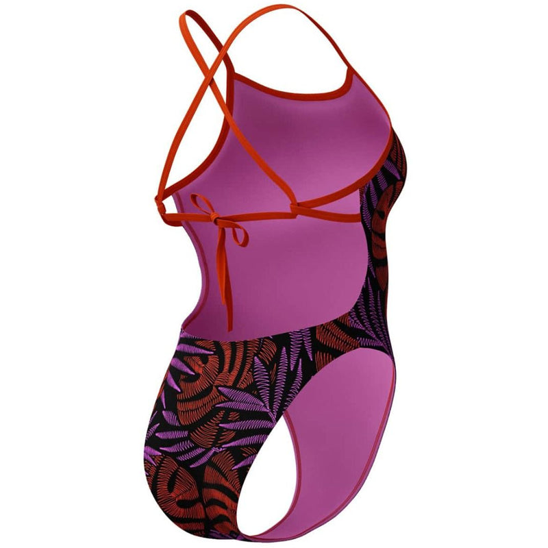 Speedo - Women's Allover Digital Tie Back Swimsuit - Orange/Multi