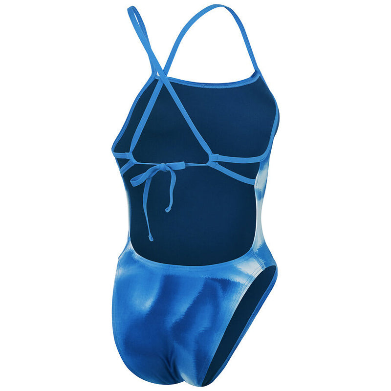 Speedo - Womens Allover Digital Tie Back Swimsuit - Severes Blue