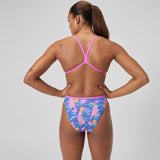 Speedo - Women's Allover Digital VBack Swimsuit -  Parrot Party/Hapuna Blue