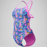 Speedo - Women's Allover Digital VBack Swimsuit -  Parrot Party/Hapuna Blue