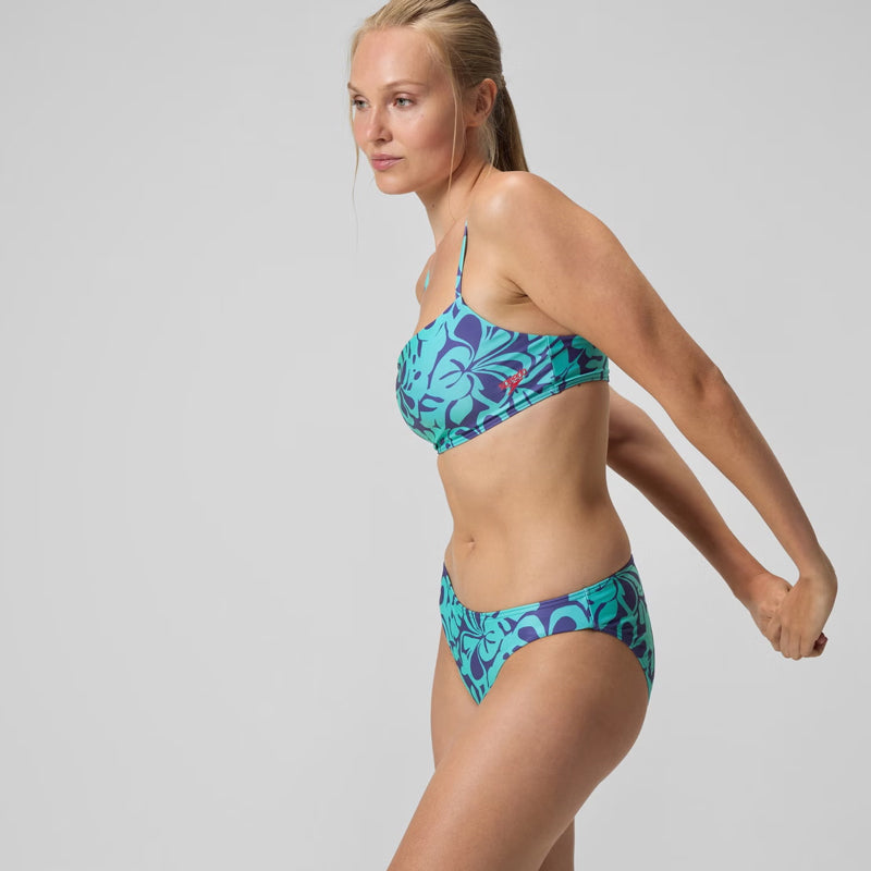 Speedo - Women's AllOver Printed Adjustable Thinstrap Bikini Two Piece - Blue