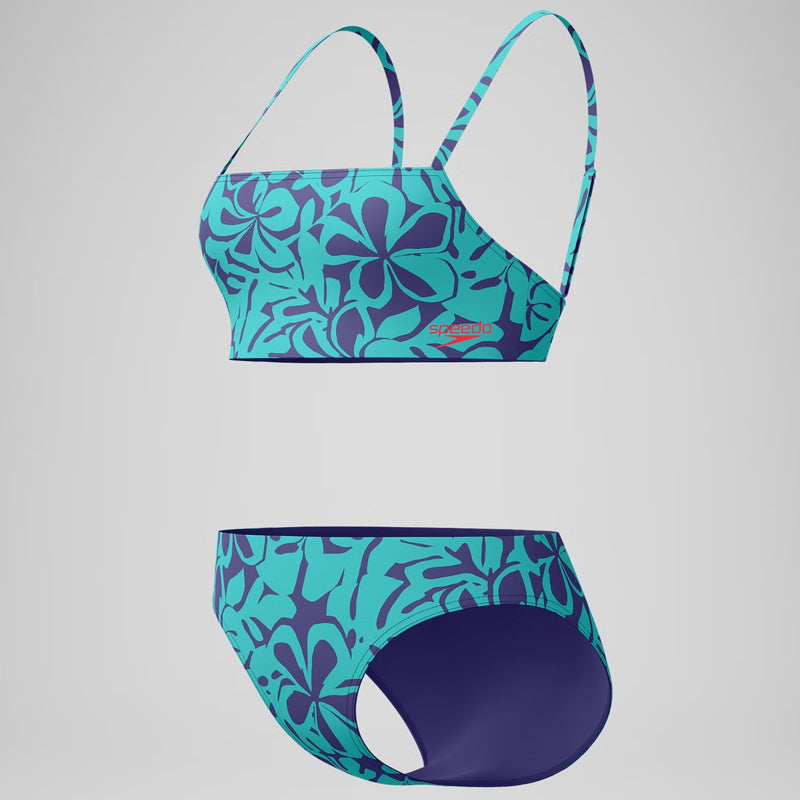 Speedo - Women's AllOver Printed Adjustable Thinstrap Bikini Two Piece - Blue