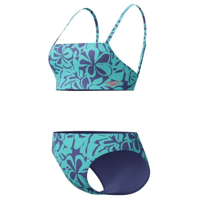 Speedo - Women's AllOver Printed Adjustable Thinstrap Bikini Two Piece - Blue