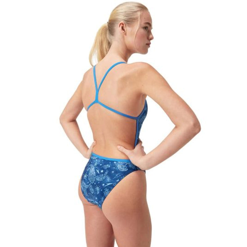 Speedo - Women's Club Training Allover Digital Vback Swimsuit - Cerulean Blue