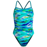Speedo - Women's Club Training Allover Printed Vback 2.0 Swimsuit - Sunset Grove/Green