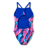 Speedo - Women's Club Training Printed Turnback Swimsuit - Brushy Glitch/Hope