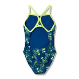 Speedo - Women's Club Training Printed Turnback Swimsuit - Mirage Time/Denim Teal