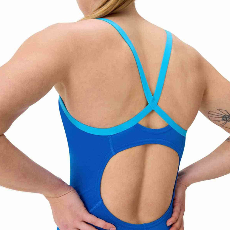 Speedo - Women's Club Training Solid Flyback 2.0 Swimsuit - Blue/Picton Blue
