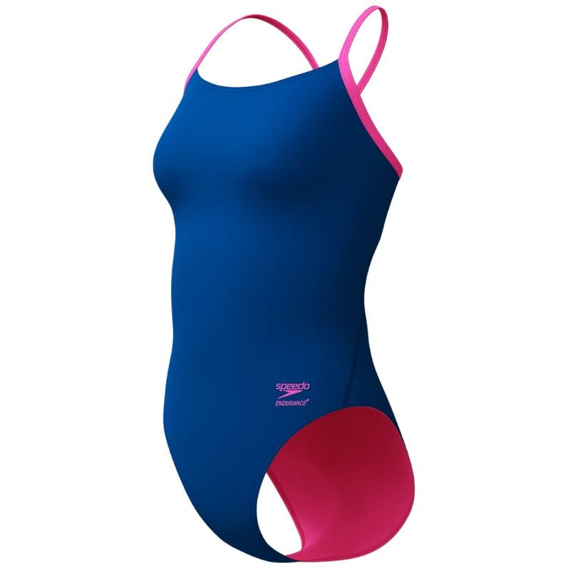 Speedo - Women's Club Training Solid Flyback 2.0 Swimsuit - Blue/Pink